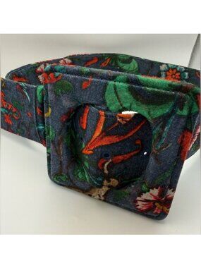 Samantha Sung Floral Fabric Belt Size 2 Statement Buckle Blue Multi Designer